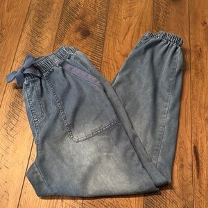 Time and Tru Slate Blue Elastic Waist Denim Joggers